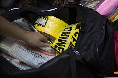 crime scene tape in bag